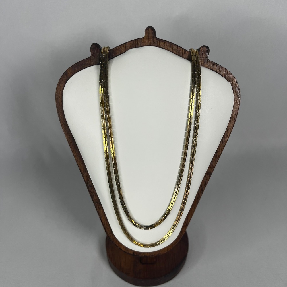 Vintage 90s Gold‎ Tone Multi Strand Layered Chain 22" Necklace Rope Flat Link